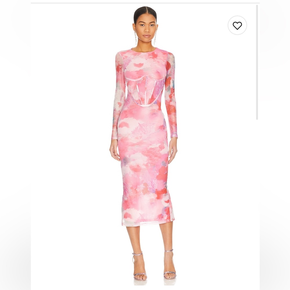 Lena Mesh Midi Dress in Wildflower